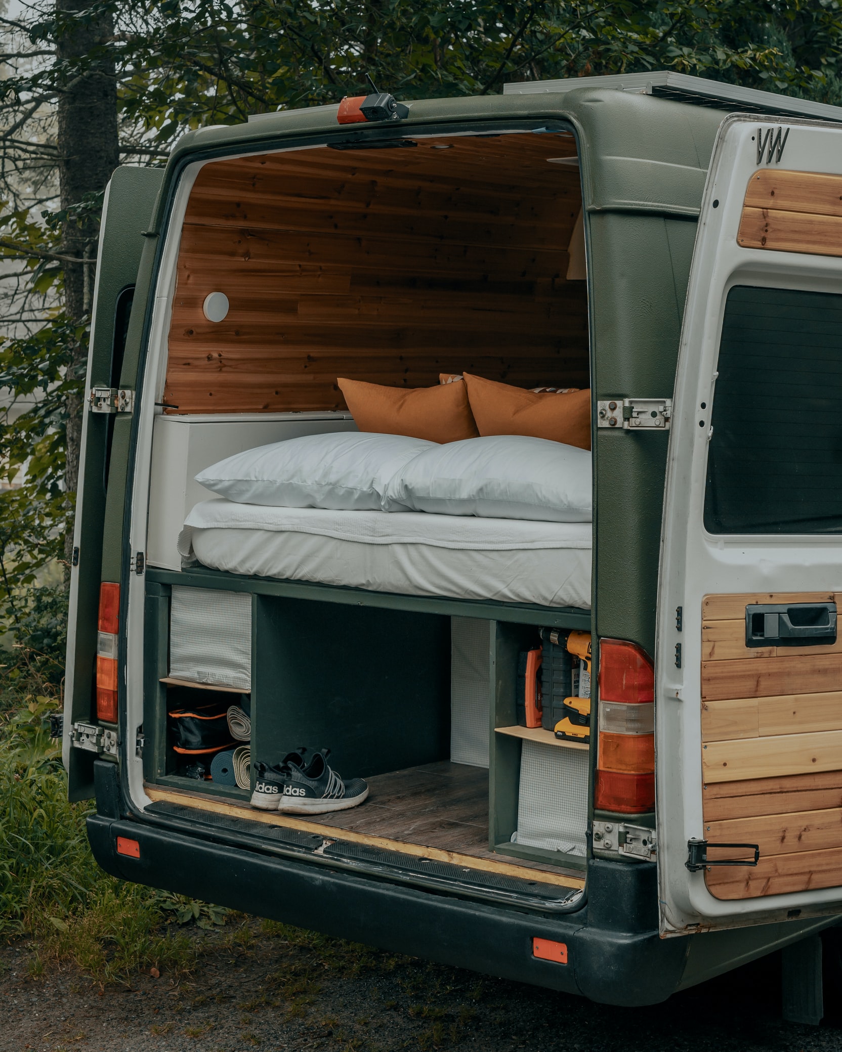 single mattress in a campervan